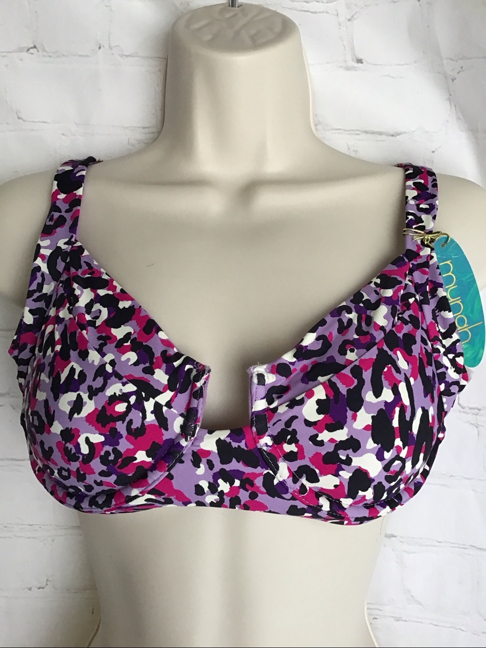MYNAH Purple Animal Print Underwire Bikini Top - SMALLL